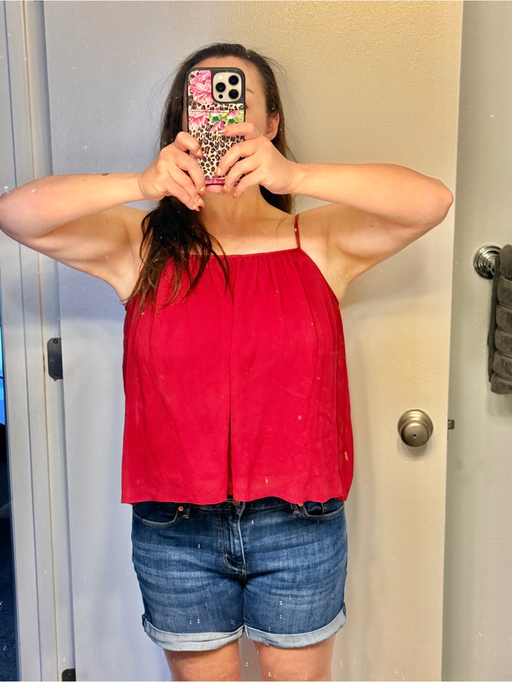 Alice + Olivia Crimson Red, Spaghetti Strap Camisole. Size M. Adjustable Straps.